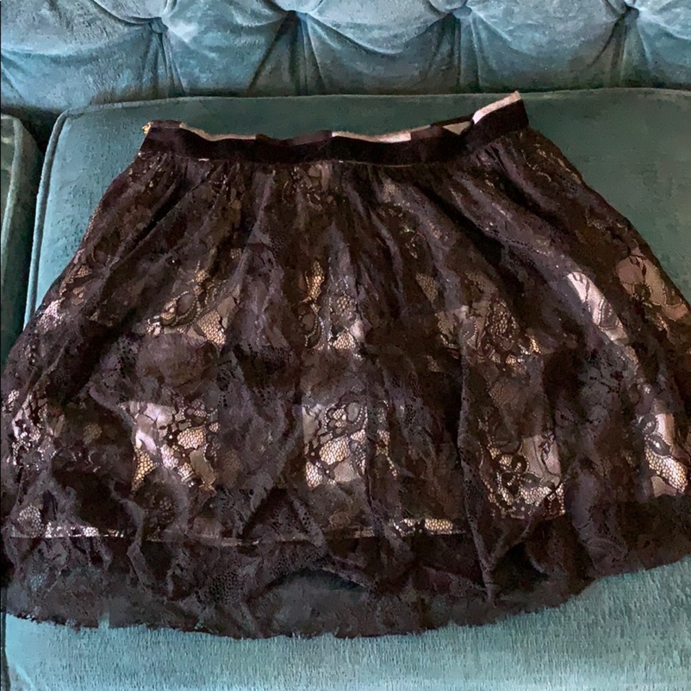 2/$15 Black and white plaid and lace skirt